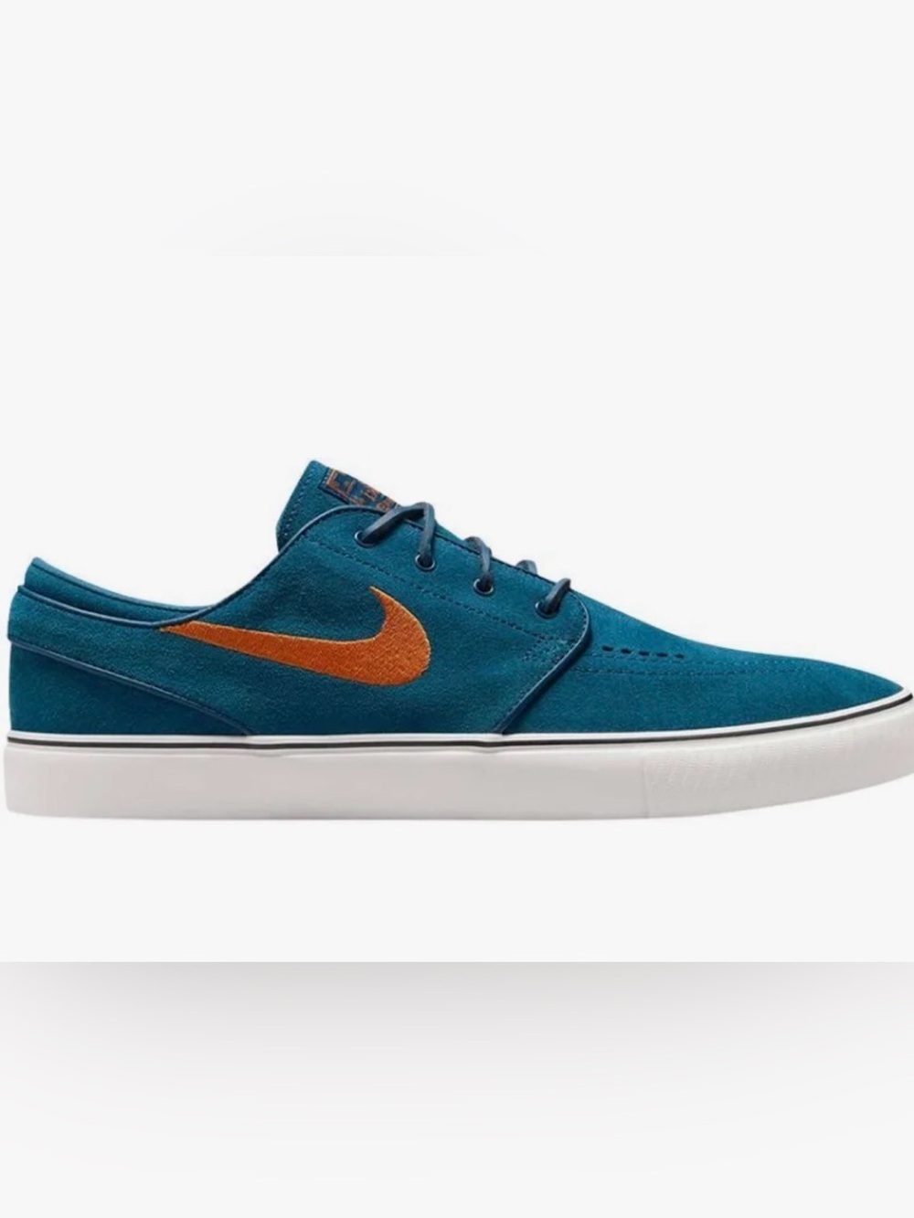 Nike Kids Teal Suede Sneaker with Orange Swoosh Accent